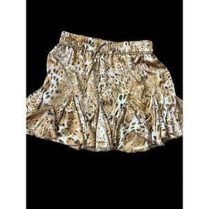 O. Vianca Mini Skirt Leopard Cheetah Pattern Elastic Waist Tiered Brown Womens M